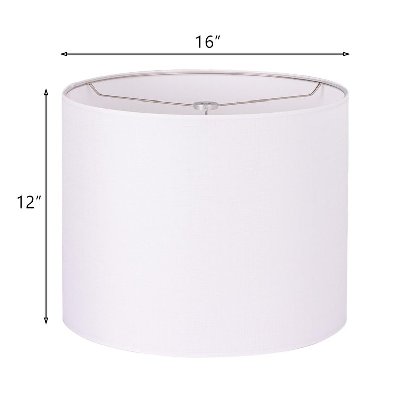 Wellmet 16"x16"x12" Assembly Required Lampshade for Table Lamp, Bedside Lamp, Floor Lamp, Fabric Drum Lampshade Classic Modern Style, Spider Fitter, White - Image 2